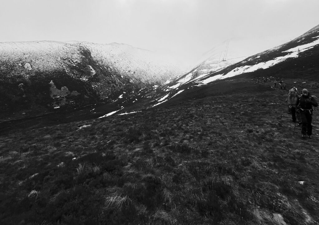 Team members walk off the hill after an otherwise successful training weekend